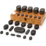 ZenGrowth - Hotstones - 45 Stuks - Massage Stenen - 100% Basaltsteen - Inclusief Bamboe Opbergdoos