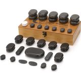 ZenGrowth - Hotstones - 45 Stuks - Massage Stenen - 100% Basaltsteen - Inclusief Bamboe Opbergdoos