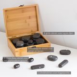 ZenGrowth - Hotstones - 22 Stuks - Massage Stenen - 100% Basaltsteen - Inclusief Bamboe Opbergdoos