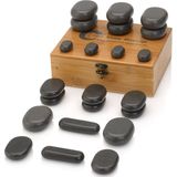 ZenGrowth - Hotstones - 22 Stuks - Massage Stenen - 100% Basaltsteen - Inclusief Bamboe Opbergdoos