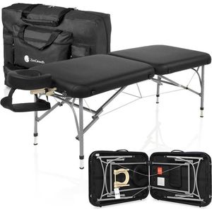 ZenGrowth - Artarmon - Massagetafel - Zwart - Inklapbaar - 11.2kg - Alu - PU Leer