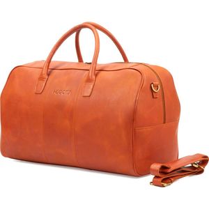 NEGOTIA Delta - Leren Weekendtas Dames en Heren - Leren Handbagage Tas - Reistas - Sporttas Heren - 100% Luxe Top-Grain Leer- duffel bag - Bruin