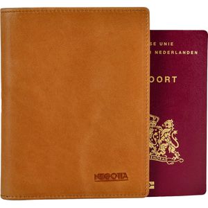 NEGOTIA Elite - Leren Paspoort Hoesje - Paspoorthouder Leer - Leren Paspoorthoesje/Cover - 100% Luxe Top-Grain Leer - Bruin