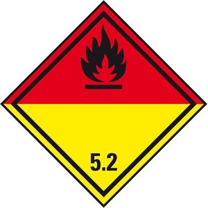 ADR klasse 5.2 sticker organische peroxide 50 x 50 mm - 10 stuks per kaart