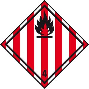 ADR klasse 4.1 sticker brandbare vaste stoffen met tekst 300 x 300 mm
