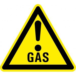 Waarschuwingssticker gas met uitroepteken 50 mm - 10 stuks per kaart