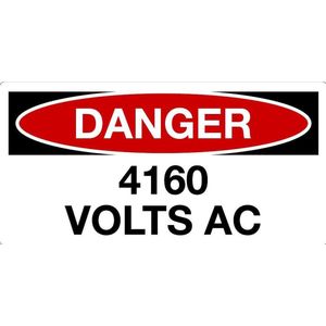 Sticker 'Danger: 4160 Volts AC' 150 x 75 mm
