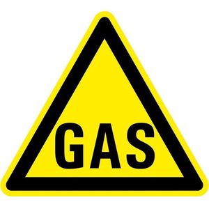 Waarschuwingsbord gas - kunststof 400 mm