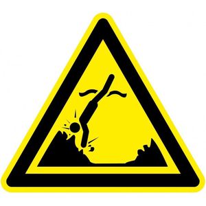 Waarschuwingsbord objecten onder water - kunststof - W049 200 mm