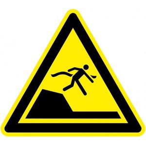 Waarschuwingsbord daling naar diep water - kunststof - W050 400 mm