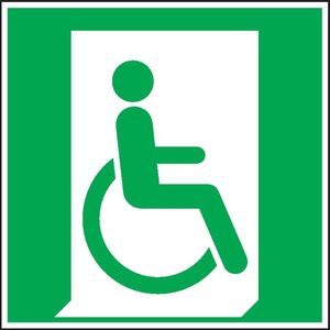 Nooduitgang gehandicapten rechts sticker - ISO 7010 - E030 100 x 100 mm