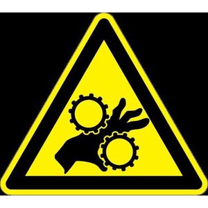Waarschuwingsbord handbeklemming tandwielen - kunststof 100 mm
