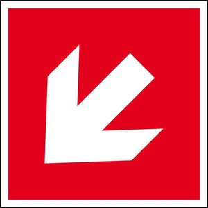 Brand richtingspijl sticker schuin - ISO 7010 - A045R 400 x 400 mm