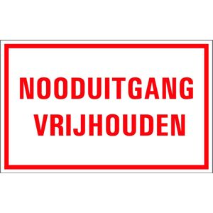 Nooduitgang vrijhouden tekstbord - kunststof 320 x 200 mm