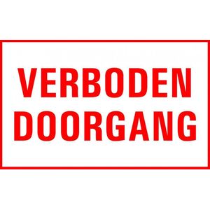 Verboden doorgang tekstbord - kunststof 400 x 250 mm