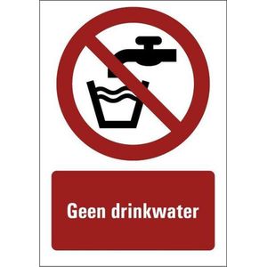 Geen drinkwater tekstbord - kunststof 297 x 210 mm (A4)
