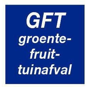 GFT sticker, blauw wit 100 x 100 mm