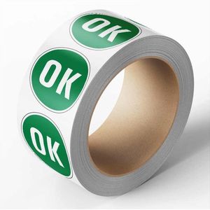 OK controlesticker, groen, 25 meter op rol 40 mm - 580 per rol