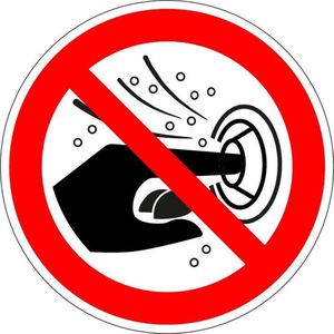 Verboden vinger in sproeiknop te steken bord - kunststof - P070 400 mm