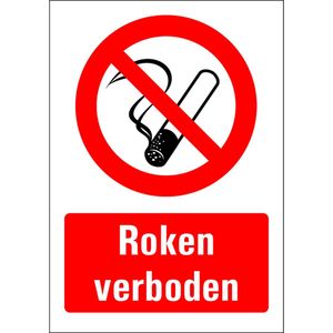 Verboden te roken bord met tekst 148 x 210 mm