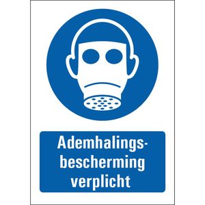 Ademhalingsbescherming verplicht bord met tekst 297 x 420 mm