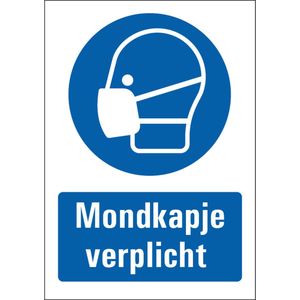 Mondkapje verplicht bord met tekst 210 x 297 mm