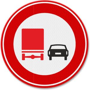 Verkeersbord F3 inhaalverbod vrachtwagens - aluminium DOR 400 mm Klasse 3 - 15 jaar garantie