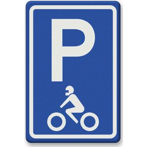 Verkeersbord E8m parkeerplaats motor - aluminium DOR 600 x 400 mm Klasse 3 - 15 jaar garantie