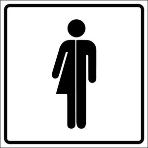 Genderneutraal toilet bord - kunststof - wit 150 x 150 mm