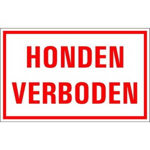 Honden verboden tekstbord - kunststof 320 x 200 mm