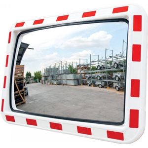 Rechthoekige verkeersspiegel - rood wit 600 x 400 mm