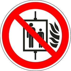 Magneetsticker lift niet gebruiken bij brand, P020 150 mm