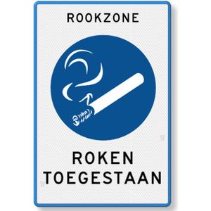 Verkeersbord rookzone - aluminium DOR Klasse 1 - 5 jaar garantie 600 x 900 mm