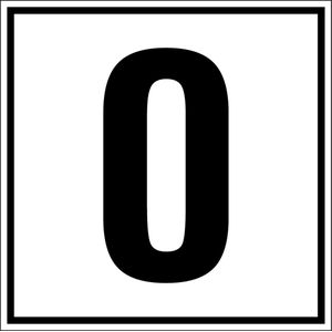 Cijfer sticker 0-9, per stuk Cijfer 0 200 x 200 mm