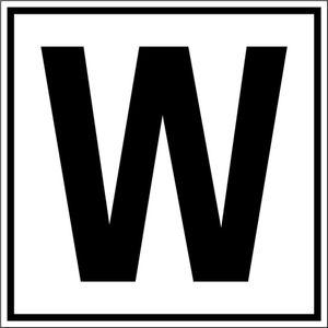 Letter sticker A-Z, per stuk Letter W 100 x 100 mm