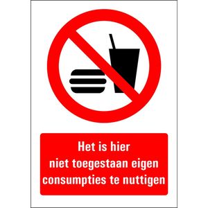 Geen eigen consumpties bord - kunststof 210 x 297 mm