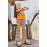 4PRESIDENT - Flared Broek - Oranje Groen Lila - Katoen Elastaan