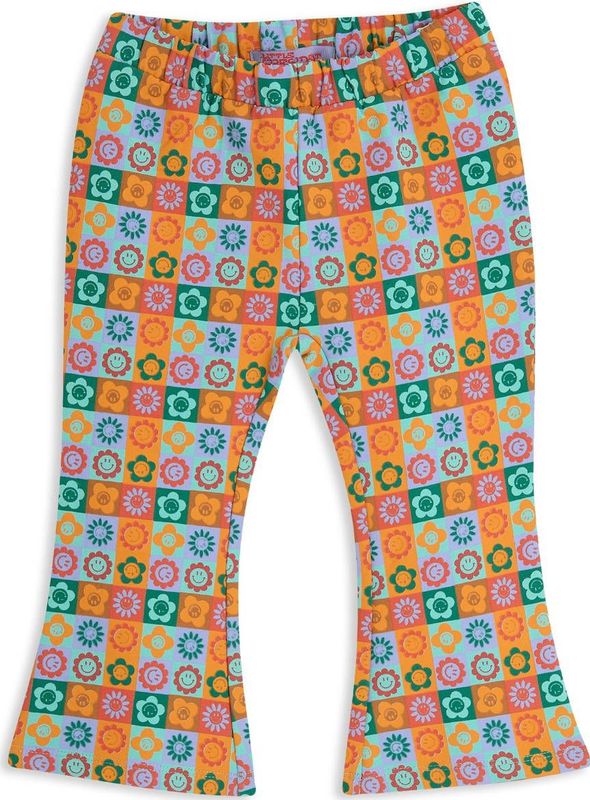 4PRESIDENT - Flared Broek - Oranje Groen Lila - Katoen Elastaan