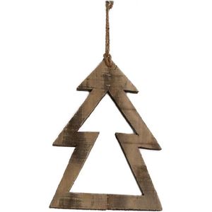 Dijk Natural Collections Hangornament Boom Antique Look Hout 28x38x2cm Naturel bruin Hout Dijk Natural Collections Kersthanger