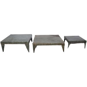 DKNC - Tafel Donna - Metaal - 44x44x15cm - Set van 3 - Bruin