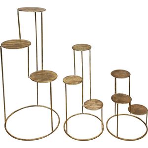 DKNC - Bijzettafel Durango - Metaal - 37.5x37.5x78cm - Set van 3 - Goud