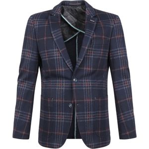 Suitable Respect Colbert Montreal Ruit Flex Donkerblauw - Maat 48 - Heren blazer