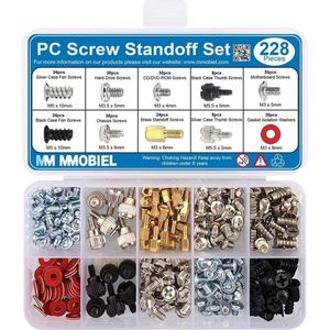 MMOBIEL - 228st. PC Schroef Afstand Houder Set - Voor Computer Behuizing - Hoogwaardig Messing en Staal