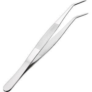 MMOBIEL Roestvrij staal pincet 20cm met gebogen 60 graden gekartelde tip Professionele Multifunctionele Tang Tool voor industrieel werk, laboratorium gebruik, tuinieren, koken