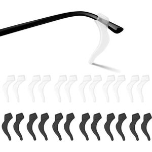 MMOBIEL - Siliconen Anti-Slip Oorhaakjes - Zwart en Transparant - 12 Paar