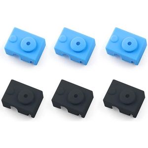 MMOBIEL 6x Silicone Sokken 3D Printer Nozzle MK7/MK8/MK9 voor E3D V6 PT100- Zwart en Blauw