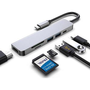 MMOBIEL 6 in 1 USB C Hub voor MacBook Pro -Air Type USB-C - Thunderbolt 3 4K 60HZ