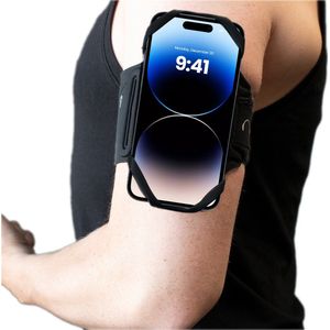 MMOBIEL Hardloop Telefoonhouder Sportarmband - 360° Draaibare Telefoonhouder Hardlopen 4-Claw Houder voor Telefoon met Afstelbare Armband - Universeel - Zwart