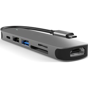 MMOBIEL USB-C Adapter Hub - 6 in 1 - USB-C naar HDMI 4K - USB-A - SD/TF Kaartlezer - Aluminium
