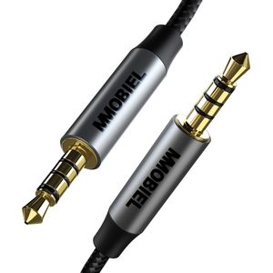 MMOBIEL 3.5mm Audio Male to Male Jack Aux kabel - 4-Polige TRRS Jacks - Aux to Aux Verlengkabel - Audio en Microfoon Functie - Geschikt voor Hoofdtelefoon, Laptop, Telefoon, Luidspreker etc. - 1M